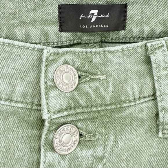 7 for All Mankind Green Fade Hight Waist Cropped Straight Distressed Jeans - Picture 12 of 16